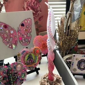 Bedazzled Pink and White Ombre Taper Candle 🩷